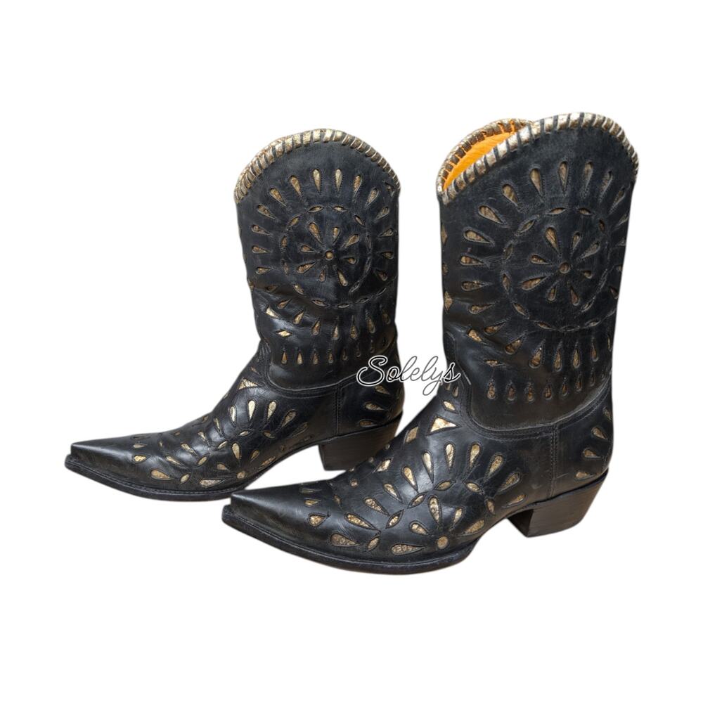 Old Gringo Tino Tino Inlay Cutout Mid-Calf Pointed Toe Western Bootie Womens 7.5 - Picture 5 of 10